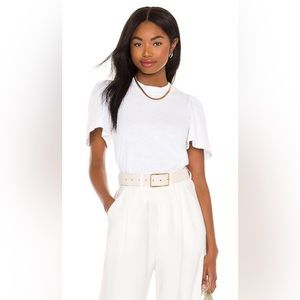 Nation LTD Savanna Flutter Sleeve Mock Neck Top In White